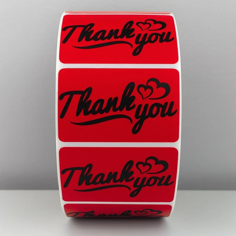 Thank You Stickers with Hearts – Modern Script Labels for Small Business